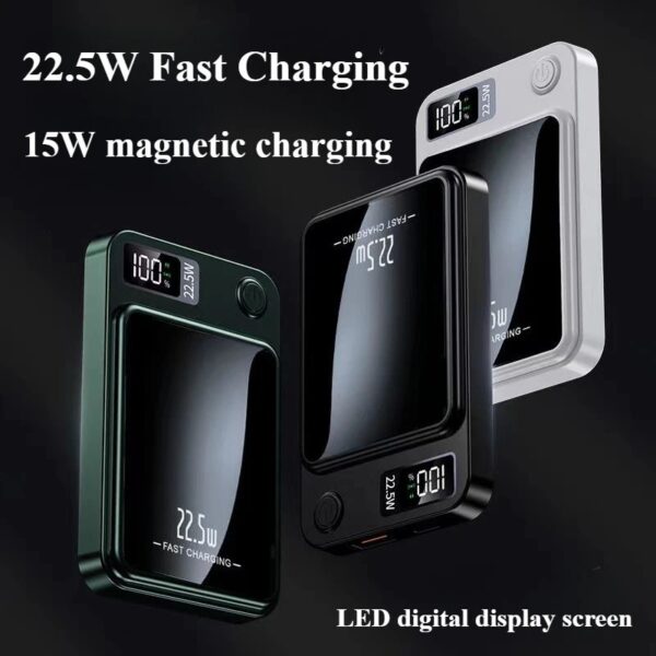 10.000MAh Magnetic Wireless Power Bank, Super Fast Charging, Portable External Battery Power Bank